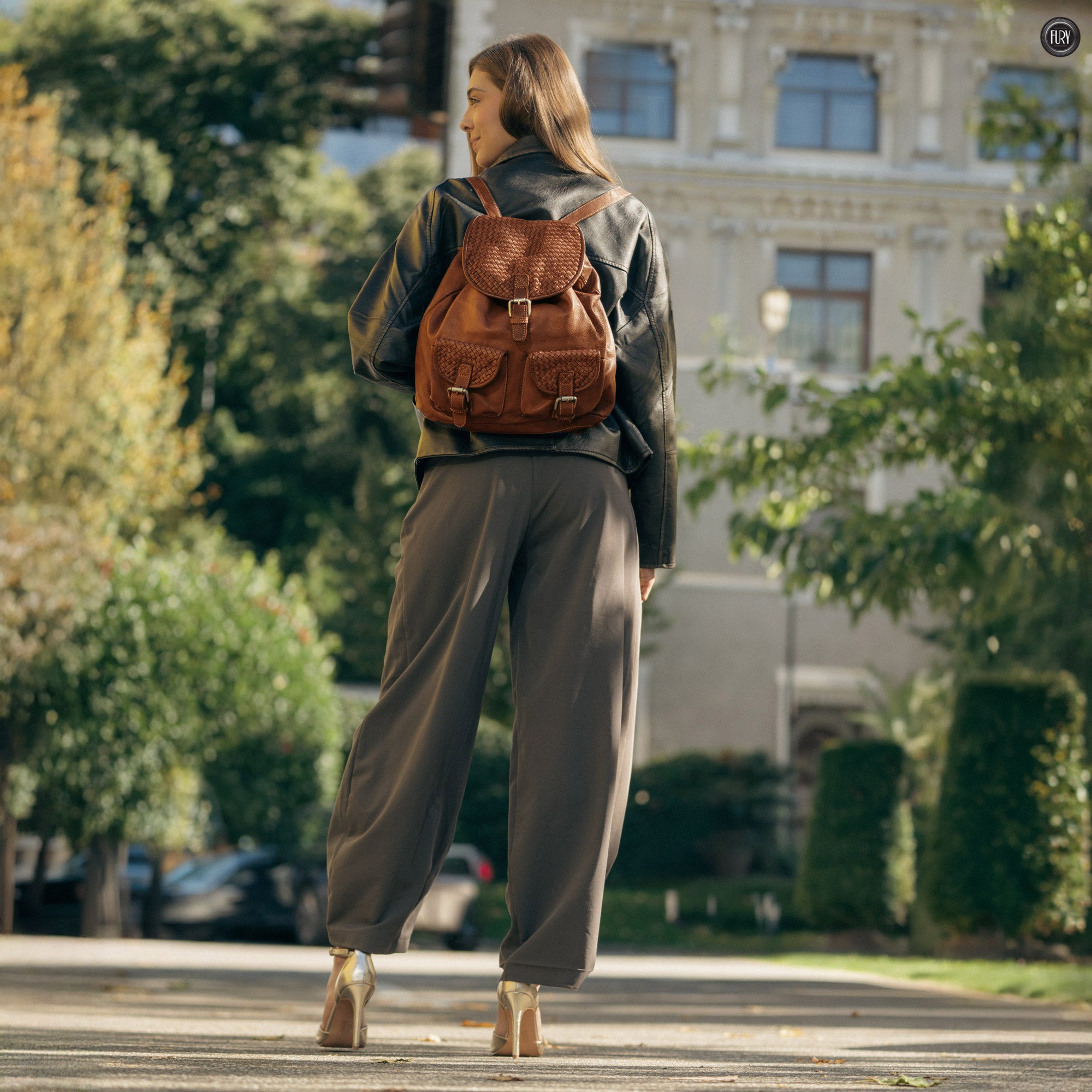 Zaino Lorenzo in pelle intrecciata